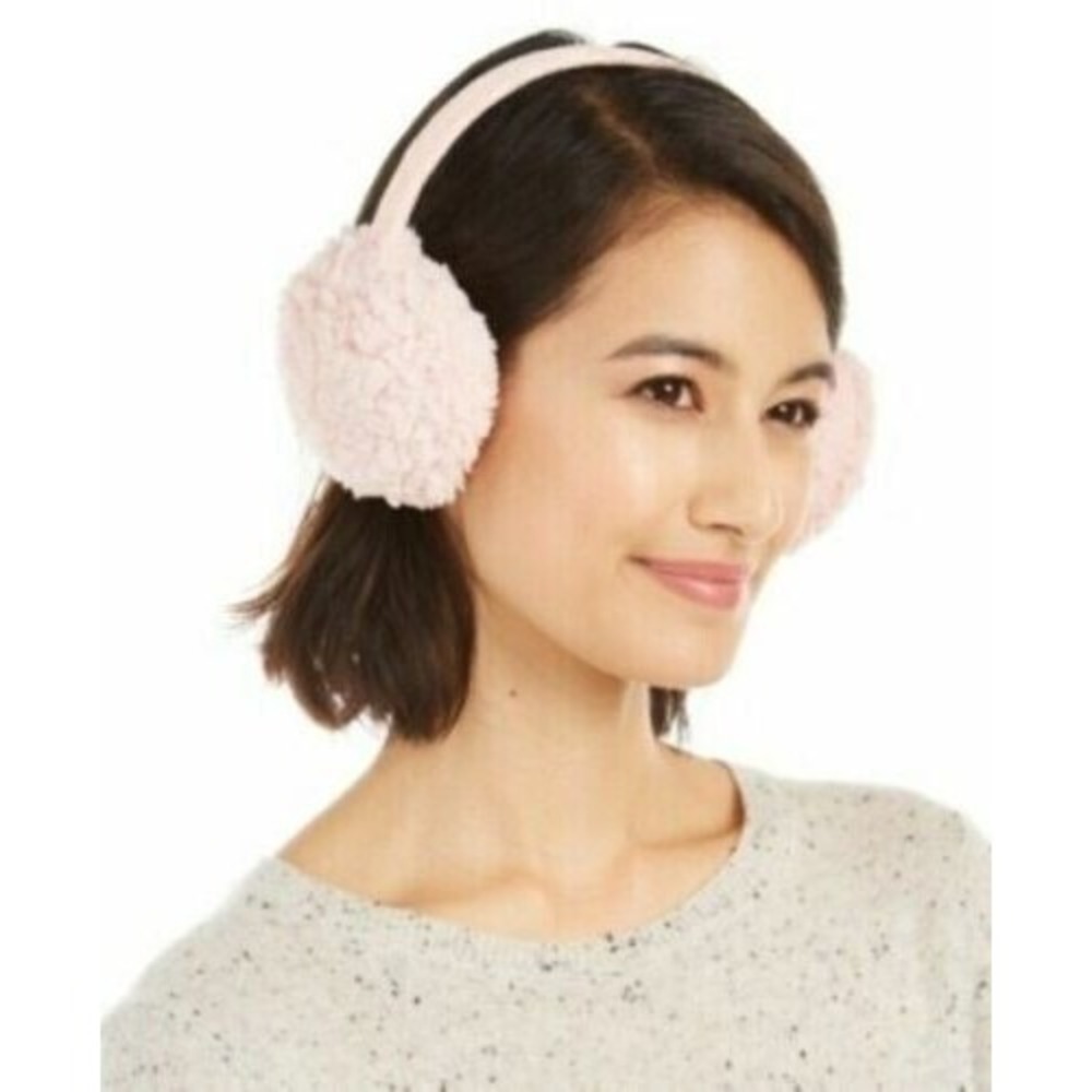 INC International Concepts Teddy Faux Fur Earmuffs, Blush, One Size